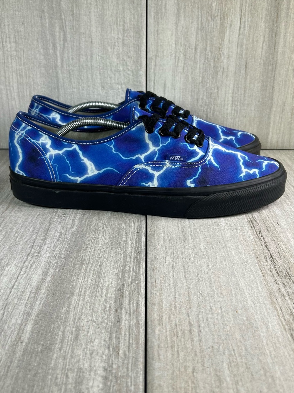 Vans Authentic Black Blue Lightning Canvas Casual Shoe Sneakers Mens Size 13